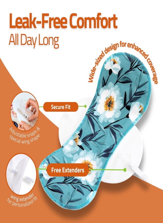 Natissy Non-Slip Reusable Incontinence Pads for Bladder Control (L+XL; 6-Pack); High Temp Washable Organic Cotton Cloth Pads with Quick Absorption & Odor Control; Soft & Non-Irritating for Sensitive Skin - Image 2